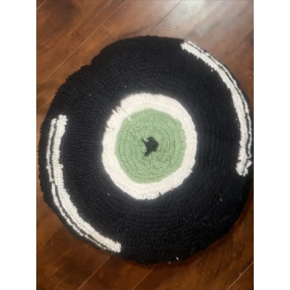 Zadora Bullseye's Playground Record Toss Pillow Black White Decorative Round 16